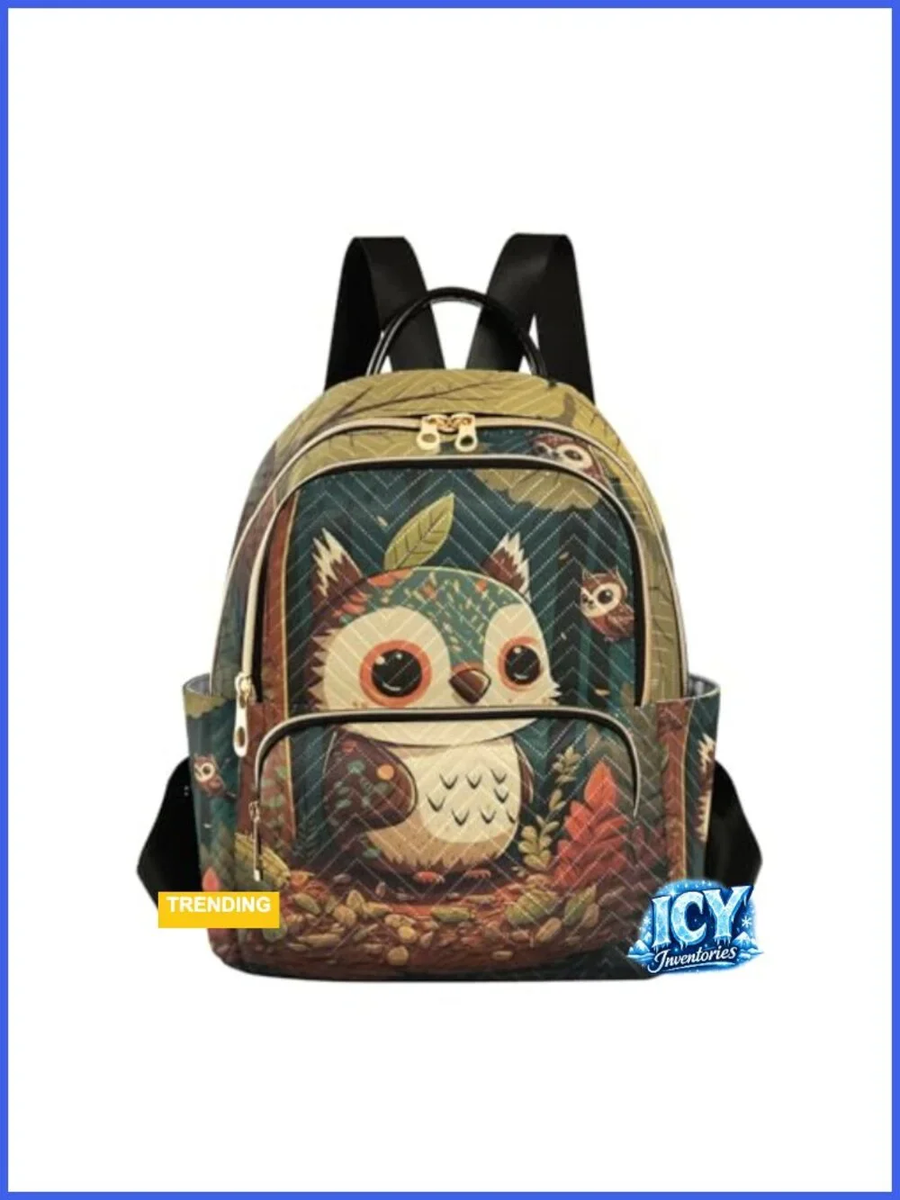Quilted Owl Backpack Purse for Women Lightweight Travel Mini Fashion Backpack